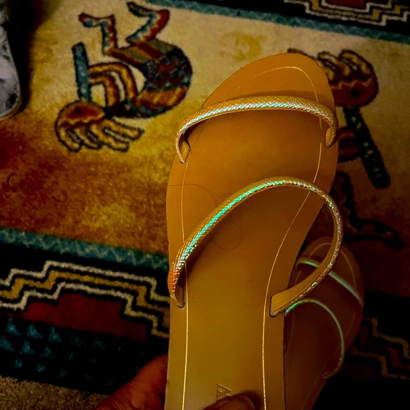 J. Crew Shoes - J. Crew Flat genuine leather iridescent sandals